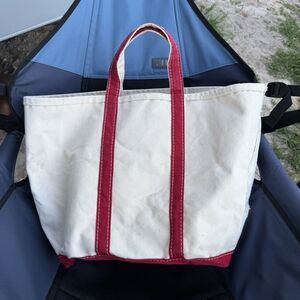 Vintage 90s Heirloom Heavy Duty Canvas Lands End Boat Tote Red Bag